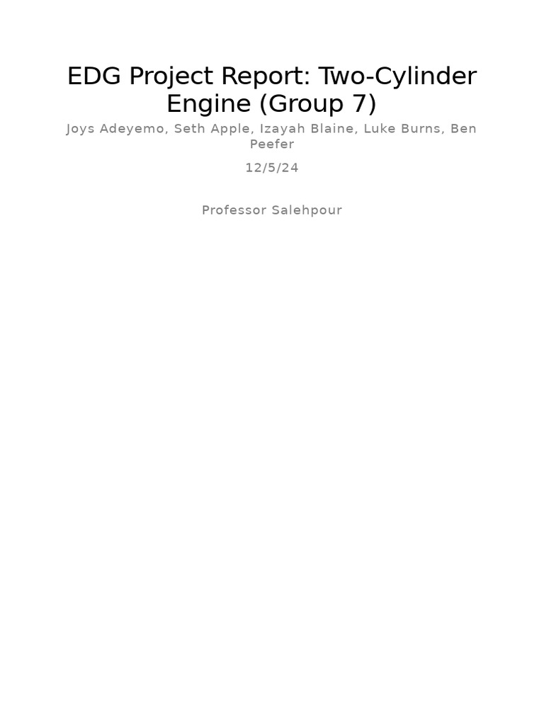 Twin-Cylinder Engine Project Report | PDF | Extrusion | Piston