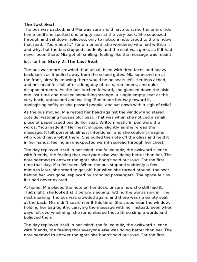 The Last Seat: A Message of Hope | PDF
