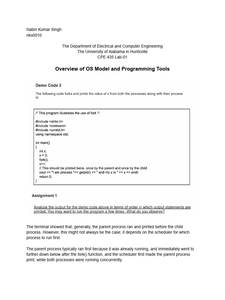 OS Model and Process Management in C | PDF | Software Engineering ...