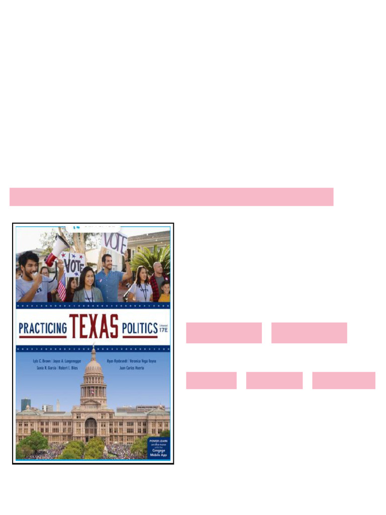 Test Bank for Practicing Texas Politics, Enhanced, 17th Edition, Lyle C ...