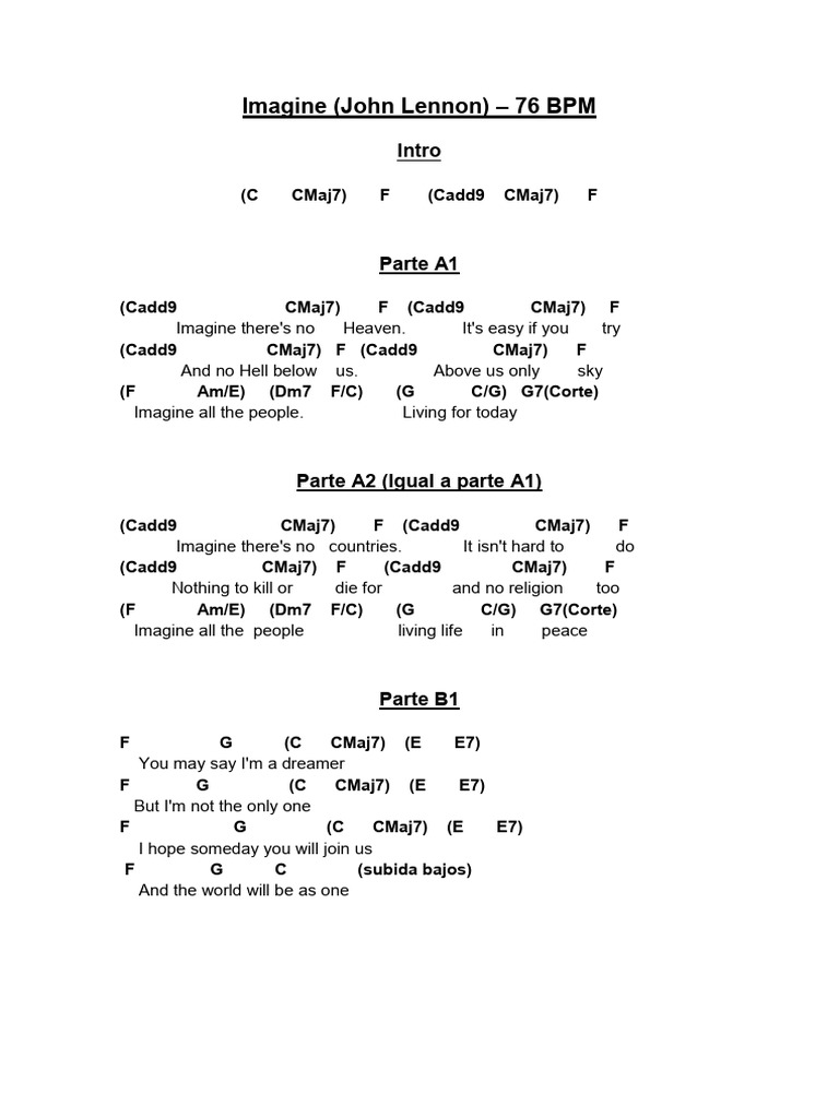 Imagine - Letra y Cifrado | PDF