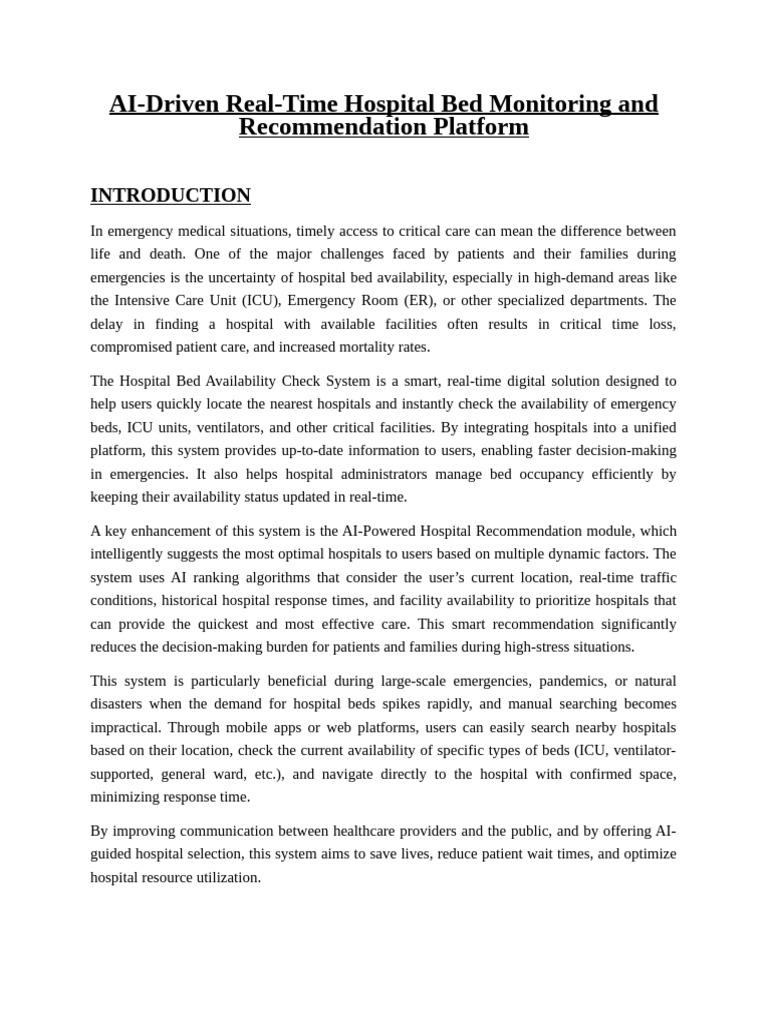 AI Hospital Bed Availability System | PDF