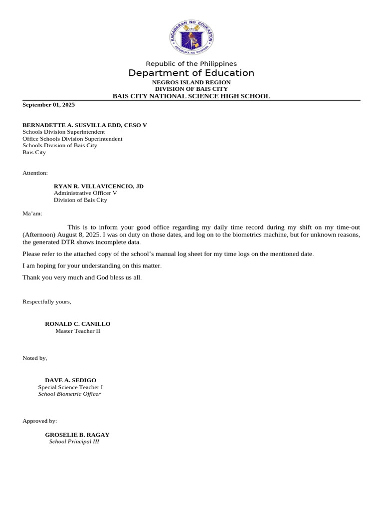 Daily Time Record Discrepancy Notice | PDF