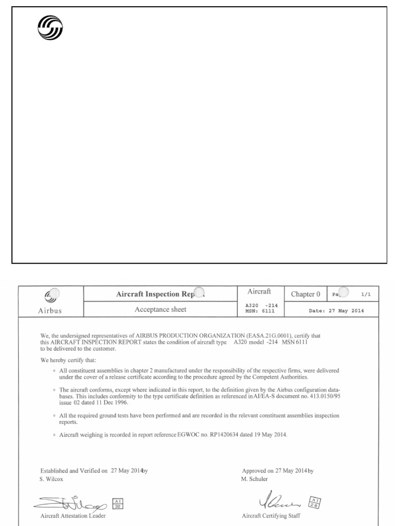 Airbus A320-214 Inspection Report | PDF | Flap (Aeronautics) | Aviation