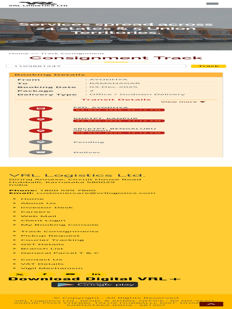 Track Your VRL Consignment Online | PDF