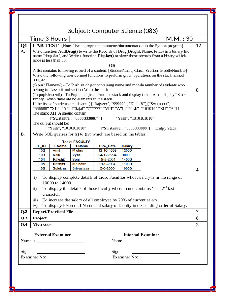 Computer Science Lab Test 083 Guide | PDF | Software | Computer Programming