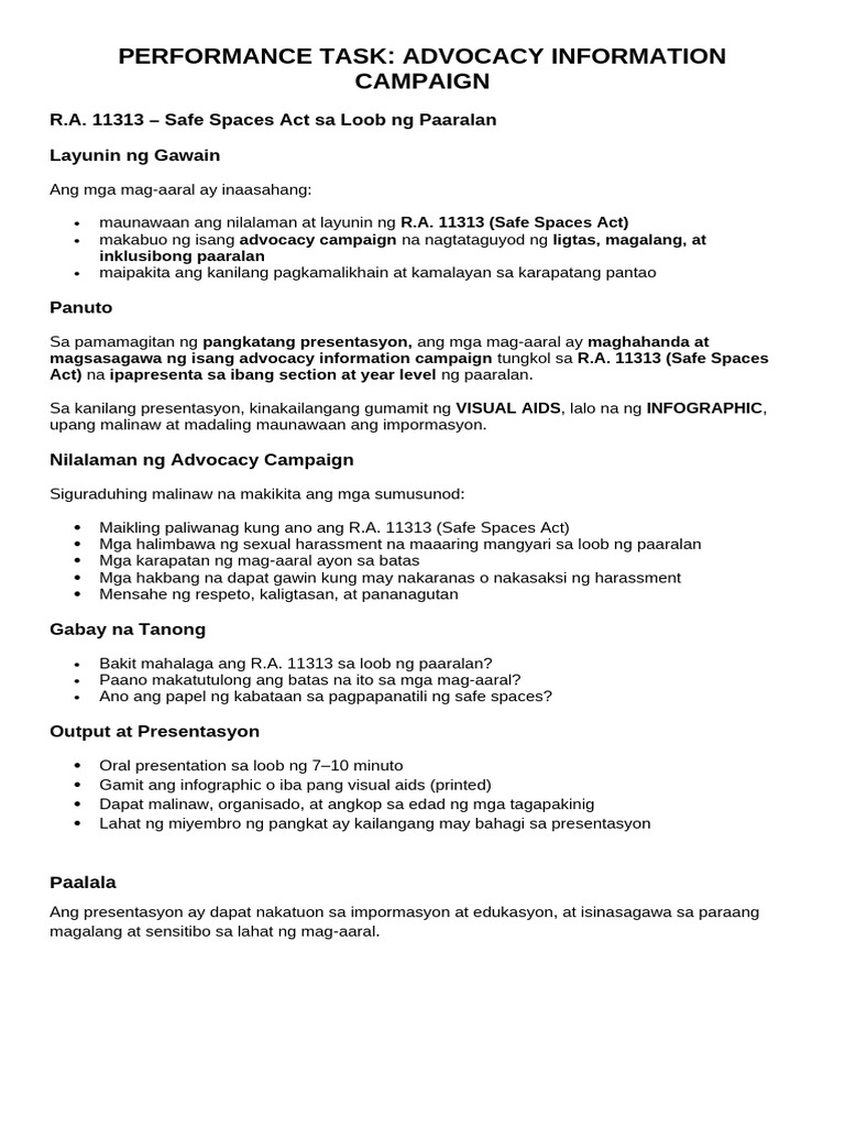 Performance Task | PDF