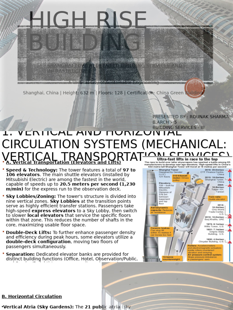 Shanghai Tower Building Services Overview | PDF | Elevator | Water
