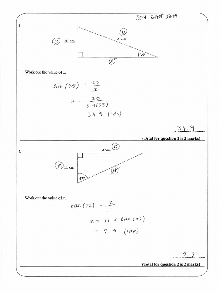 5-SOHCAHTOAans | PDF | Arithmetic