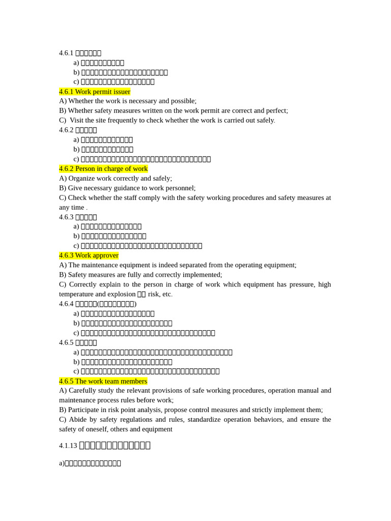 Work Permit Safety Responsibilities Guide | PDF | Safety | Occupational ...