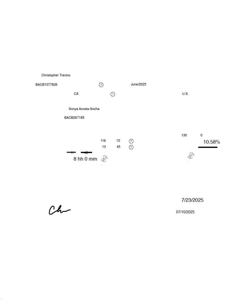 BACB Monthly Fieldwork Verification Form | PDF