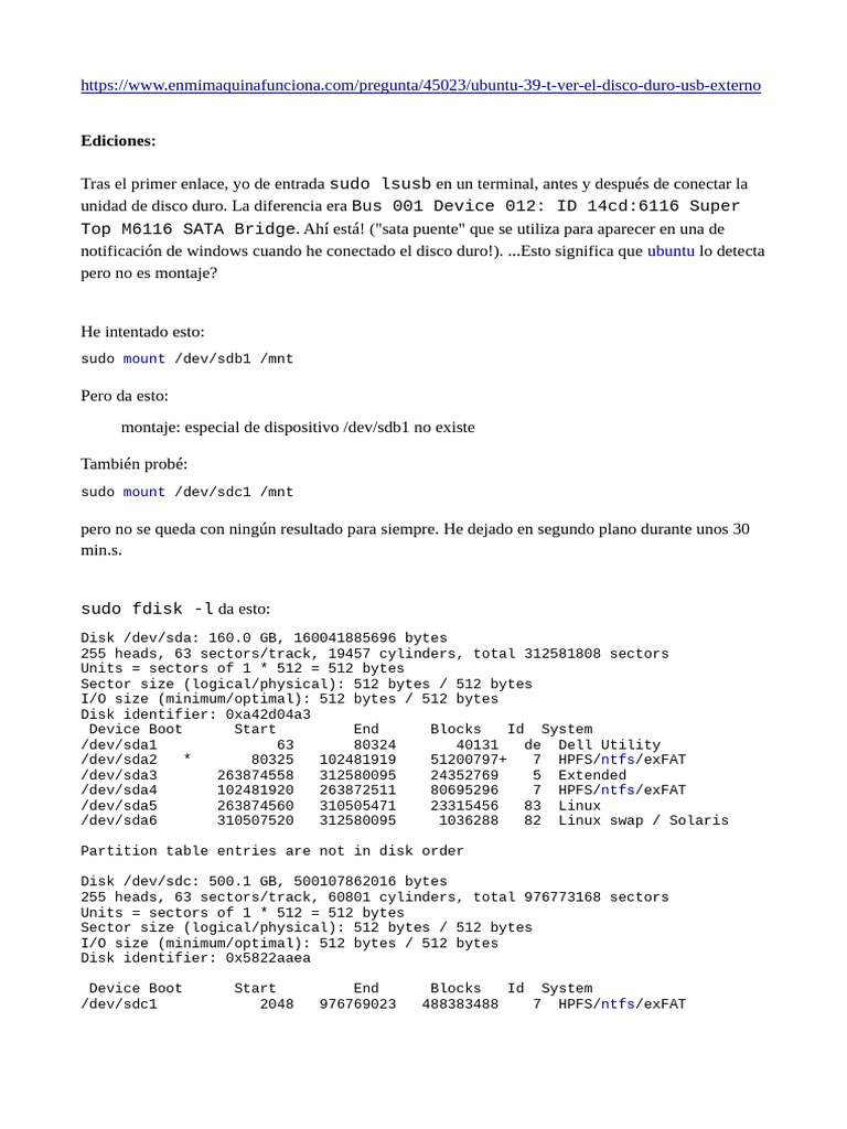 Montar Disco Externo | PDF | Software del sistema | Compatibles con PC Ibm