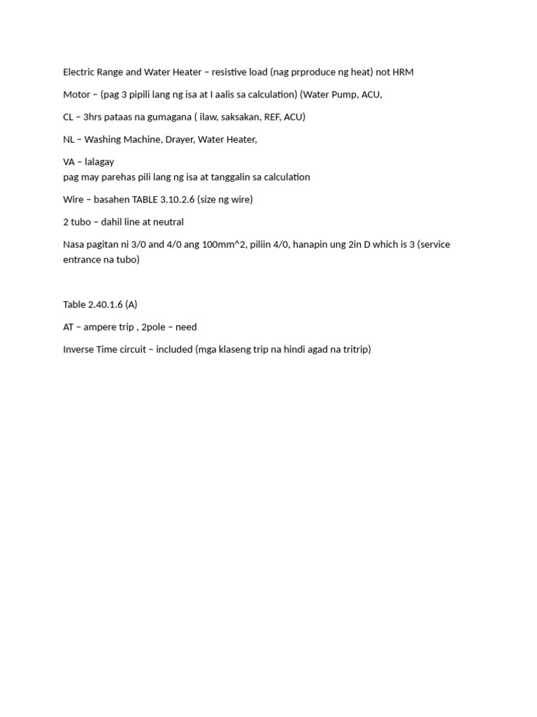 Electric Load Calculation Guidelines | PDF