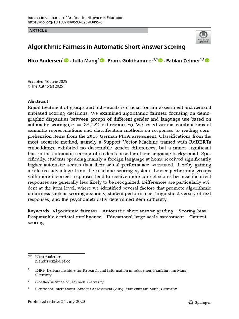 Algorithmic Fairness in Automated Scoring | PDF | Machine Learning ...