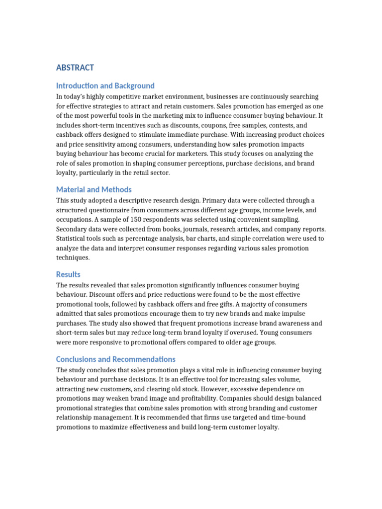 Impact of Sales Promotions on Buying Behavior | PDF | Brand | Economies