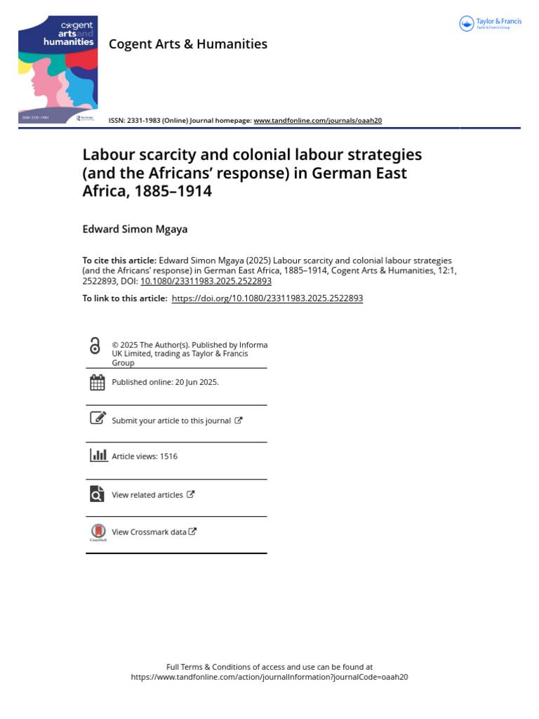 Colonial Labour Strategies in East Africa | PDF | Slavery | Taxes
