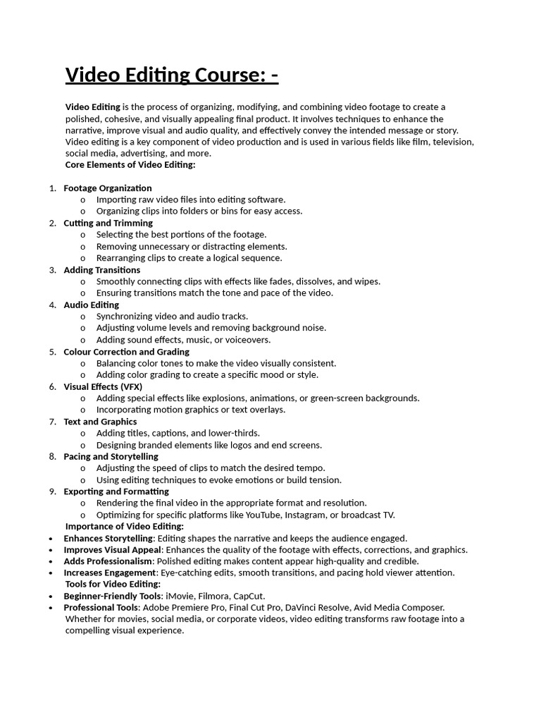 Comprehensive Video Editing Guide | PDF | Equalization (Audio) | Search ...