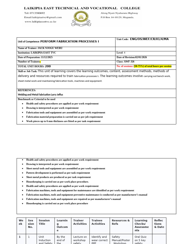 Fabrication Processes I Training Guide | PDF | Sheet Metal | Rivet