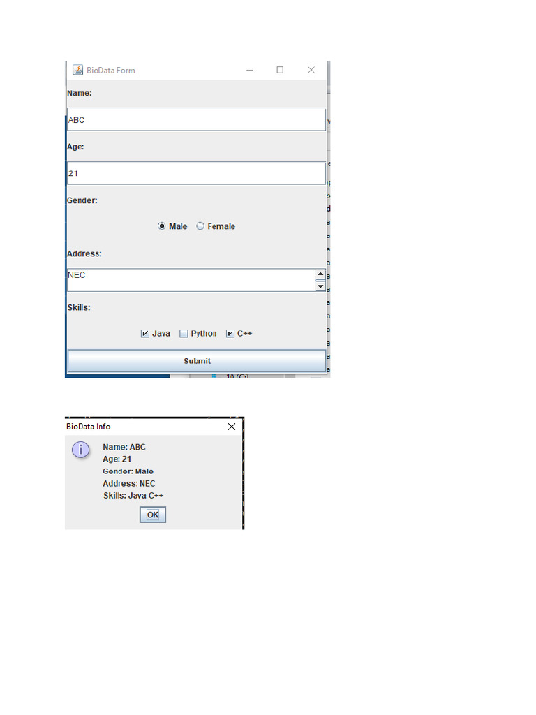 Java Swing BioData and Marklist Forms | PDF | Software | Programming ...