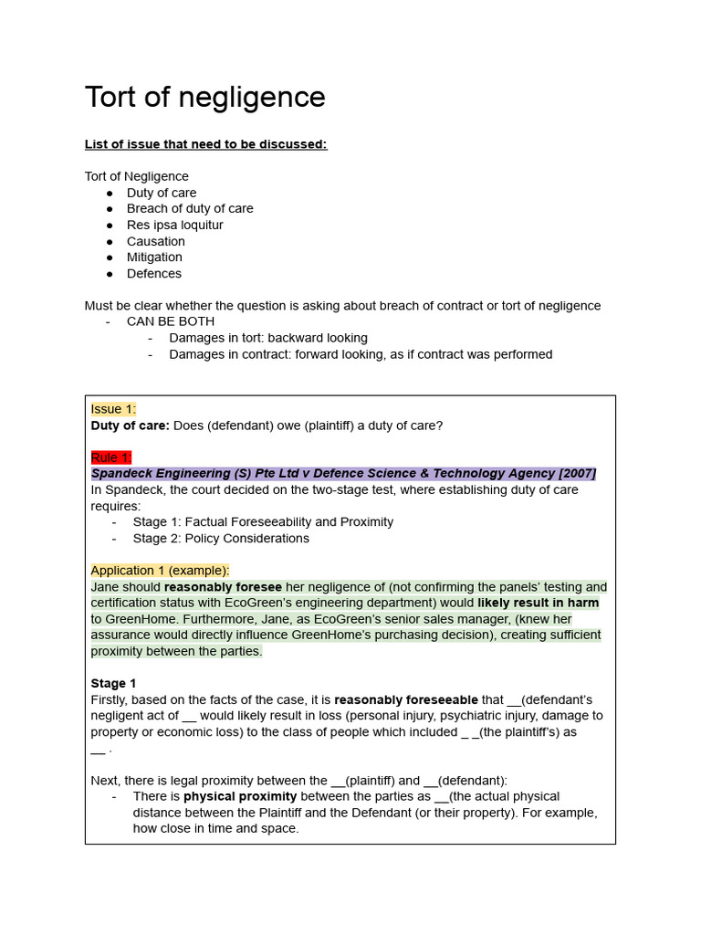 Understanding Tort of Negligence Elements | PDF | Causation (Law ...
