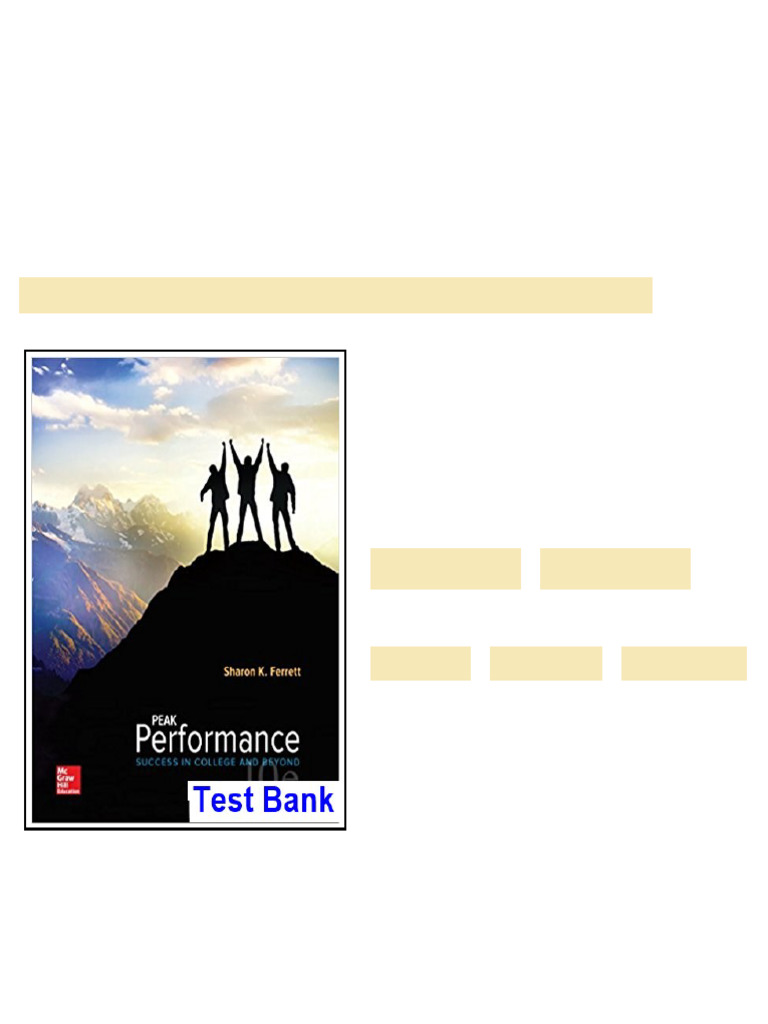 Peak Performance Success in College and Beyond 10th Edition Ferrett ...