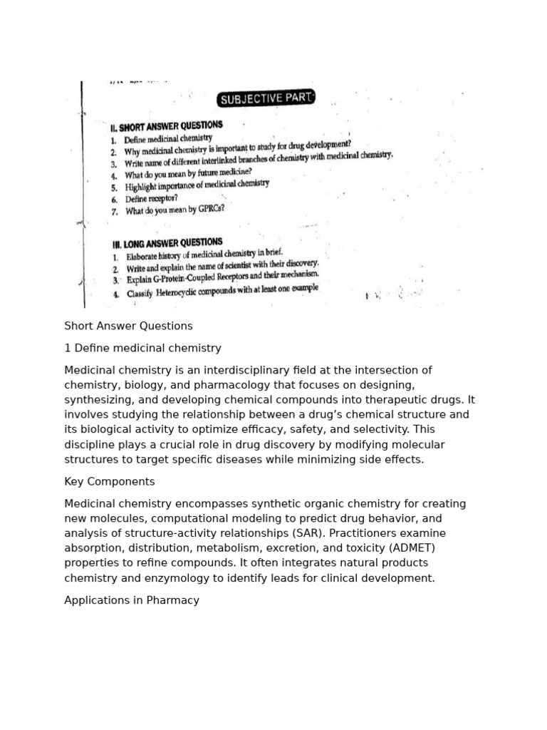 Medicinal Chemistry Overview and Importance | PDF | Medicinal Chemistry ...