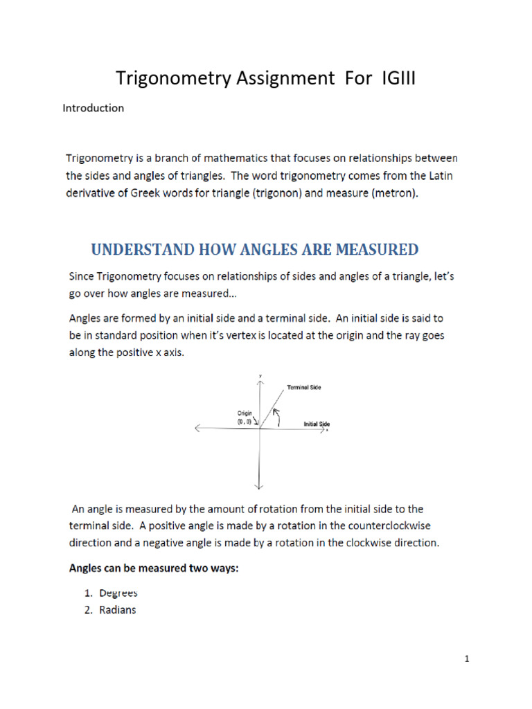 Trigonometry Assignment for IGIII | PDF | Trigonometry | Euclid