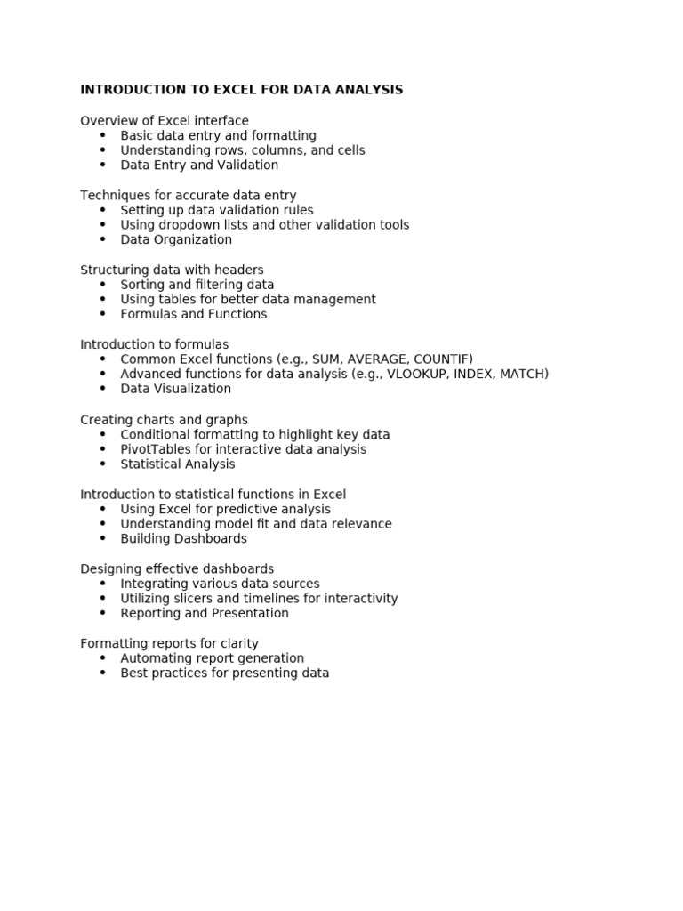 Excel for Data Analysis Basics | PDF