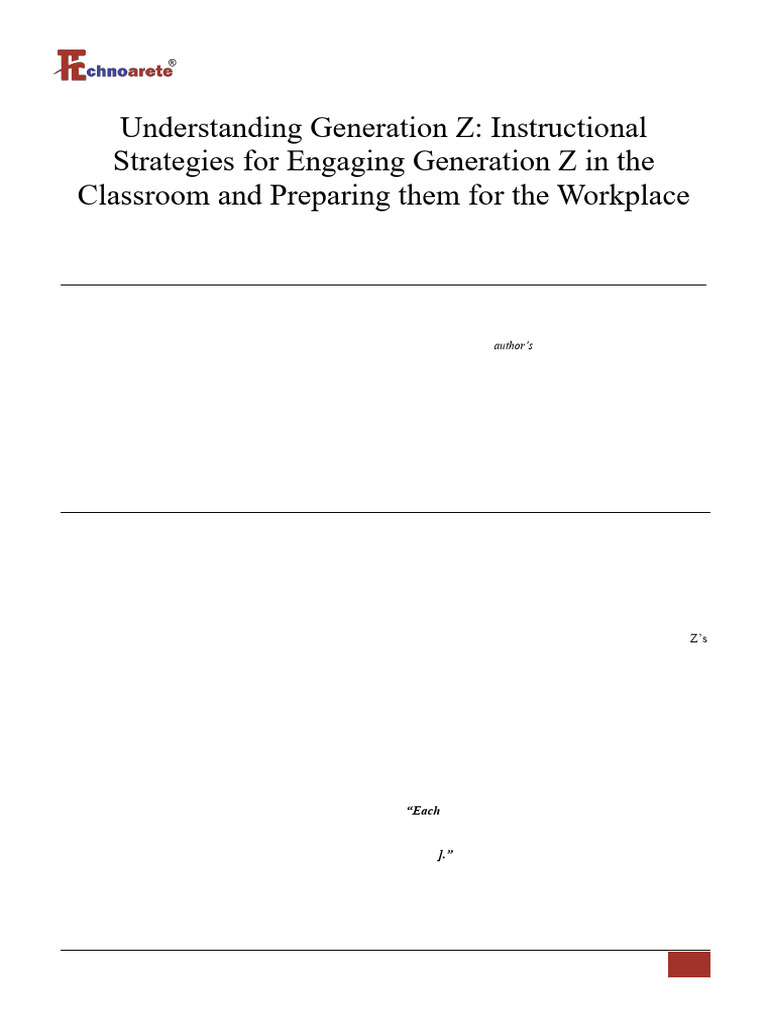Engaging Generation Z in Education | PDF | Millennials | Educational ...
