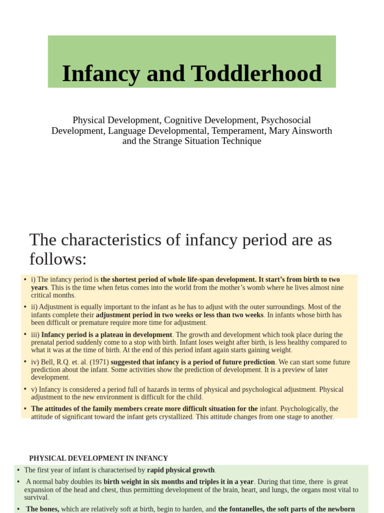 Infancy Toddlerhood | PDF | Attachment Theory | Cognitive Development