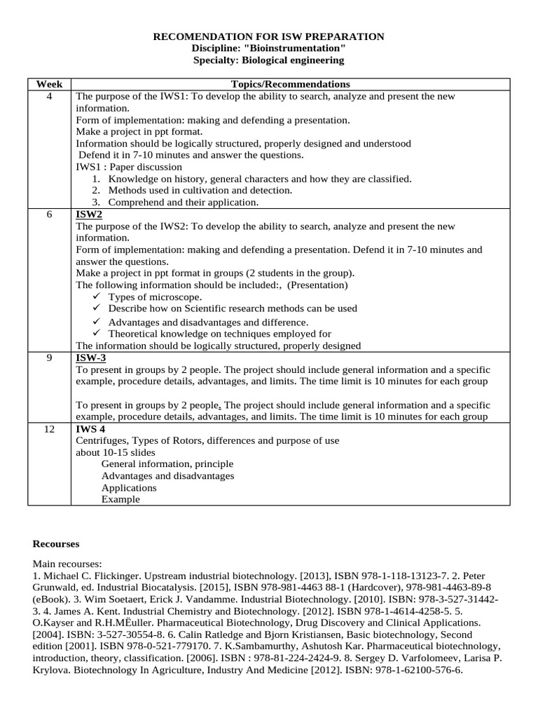 ISW Preparation Guide for Bioinstrumentation | PDF | Biotechnology ...