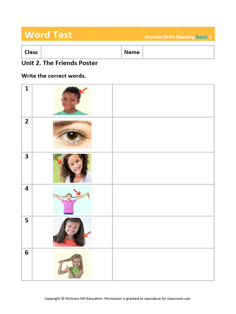 Friends Poster Word Test Worksheet | PDF