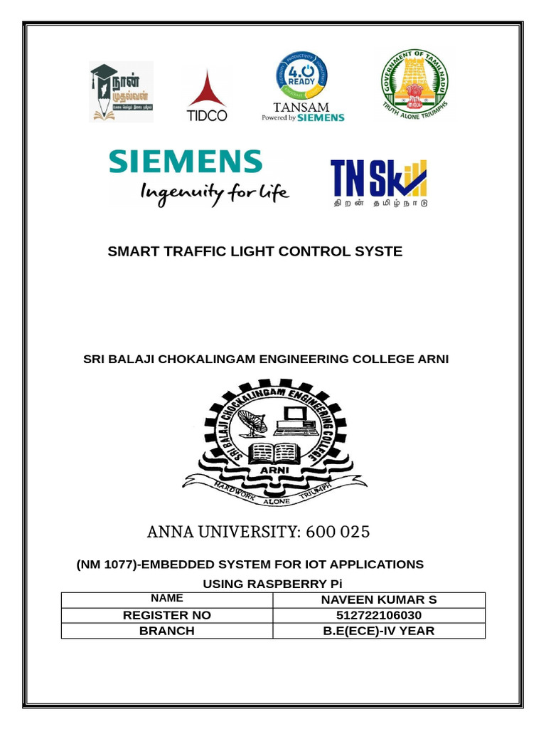 Smart Traffic Light Control System | PDF | Traffic | Internet Of Things