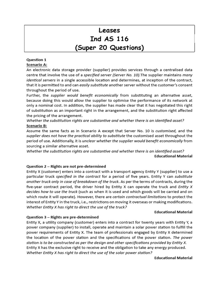 20250217_96_Super_20_Questions_-_Ind_AS_116_1739421444 | PDF | Lease ...