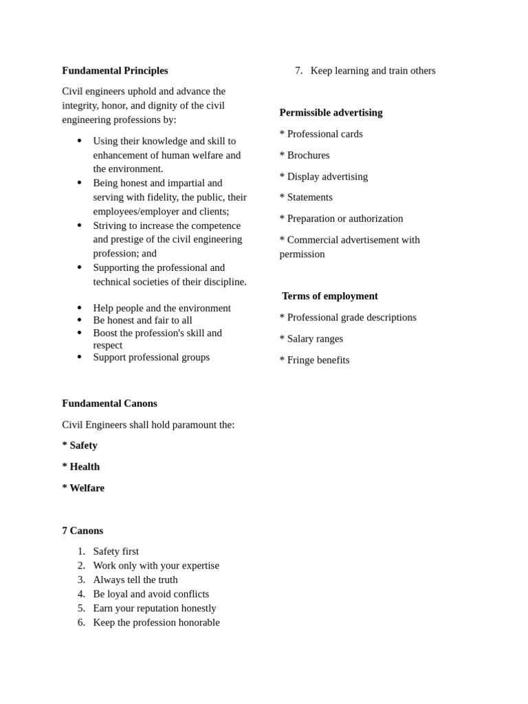 Civil Engineering Ethical Principles Guide | PDF | Legal Liability ...