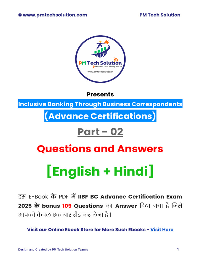 (Eng Hindi) IIBF BC Advance Q Part 2 (109Q) | PDF