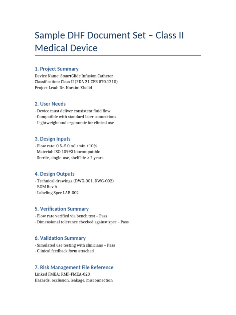 SmartGlide Infusion Catheter DHF Overview | PDF