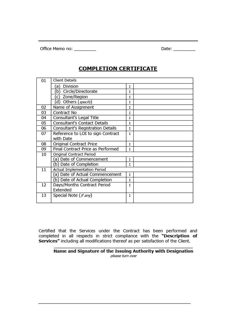 Completion Certificate Template | PDF