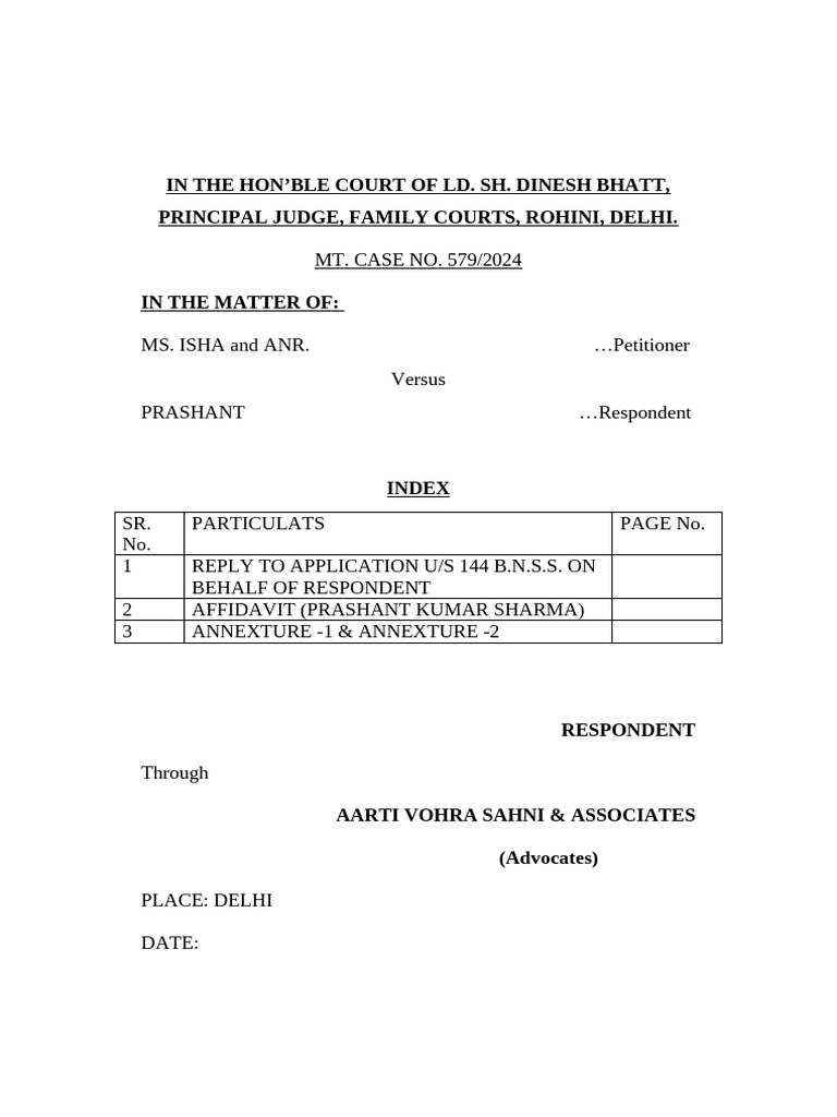 Draft WS Isha vs Prashant | PDF | Affidavit | Marriage