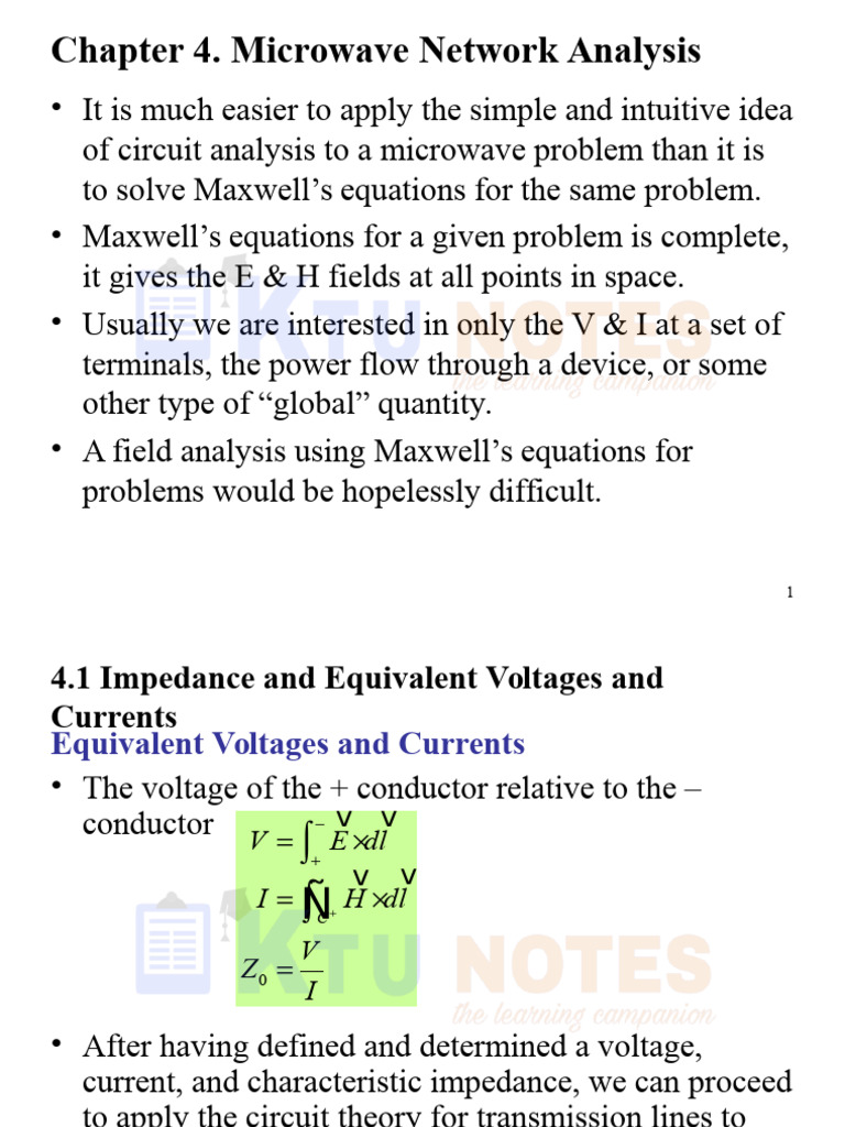 Microwave Network Analysis Techniques | PDF | Transmission Line ...