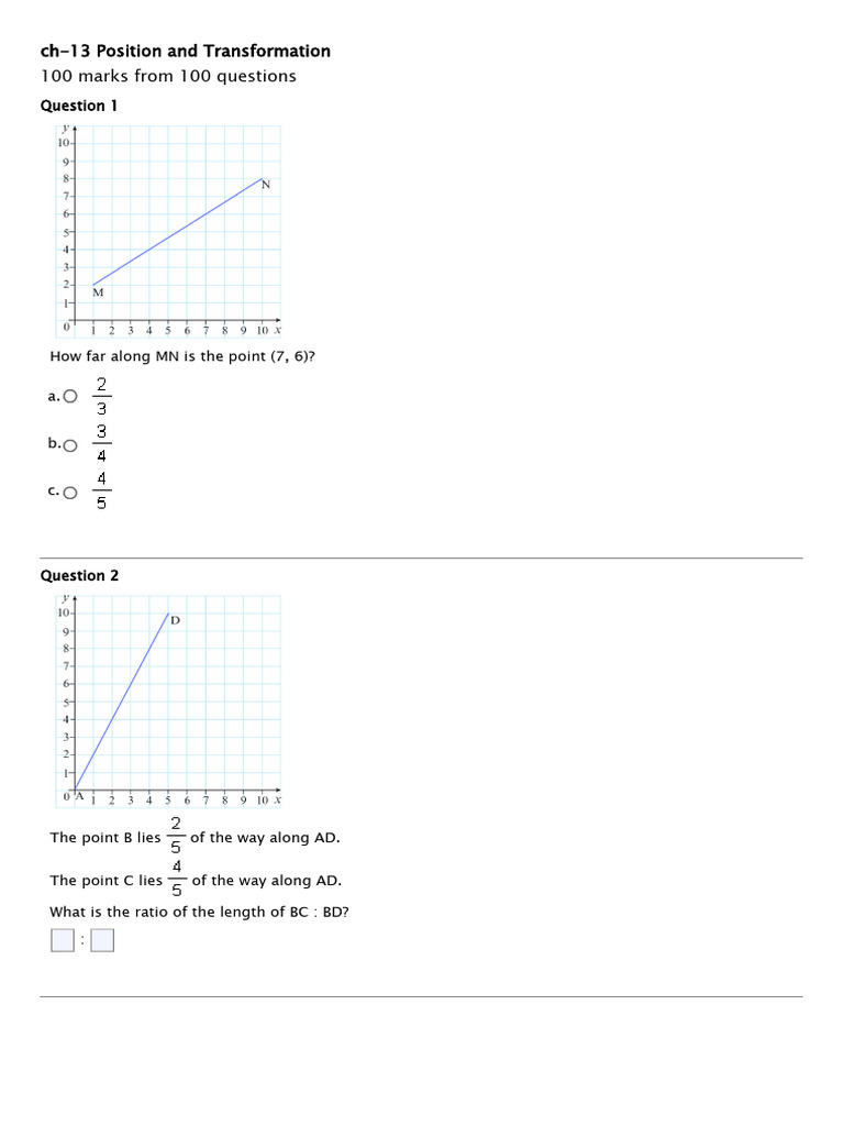 Position and Transformation Questions | PDF | Cartesian Coordinate ...