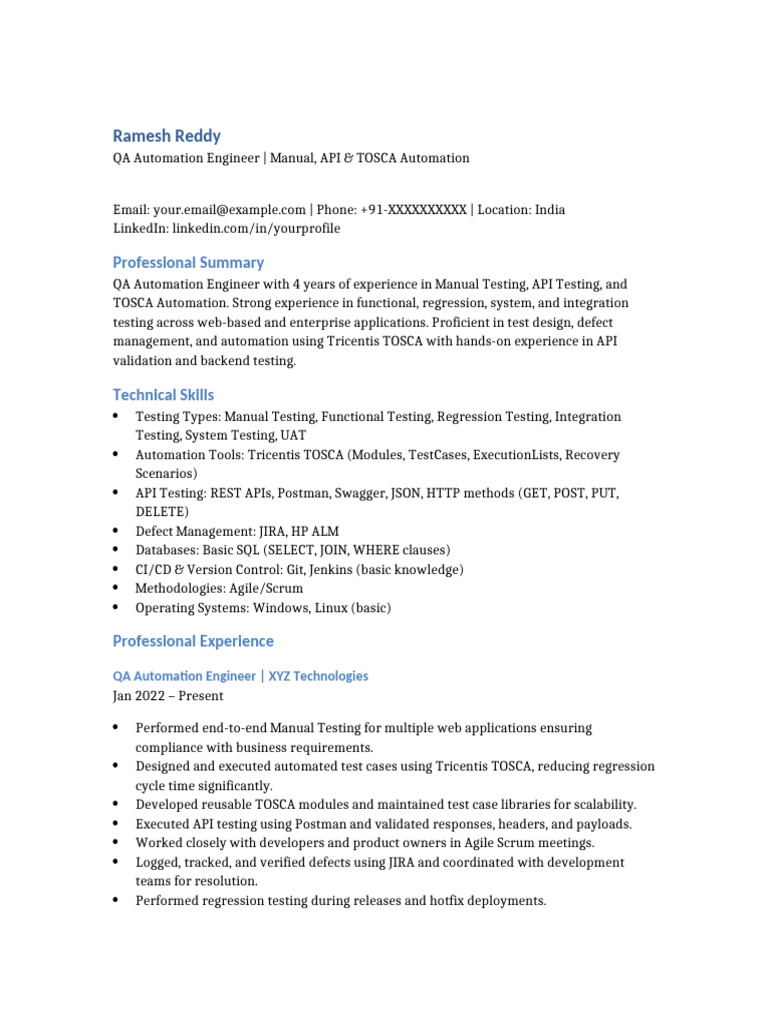 QA Automation Engineer Resume | PDF | Agile Software Development ...