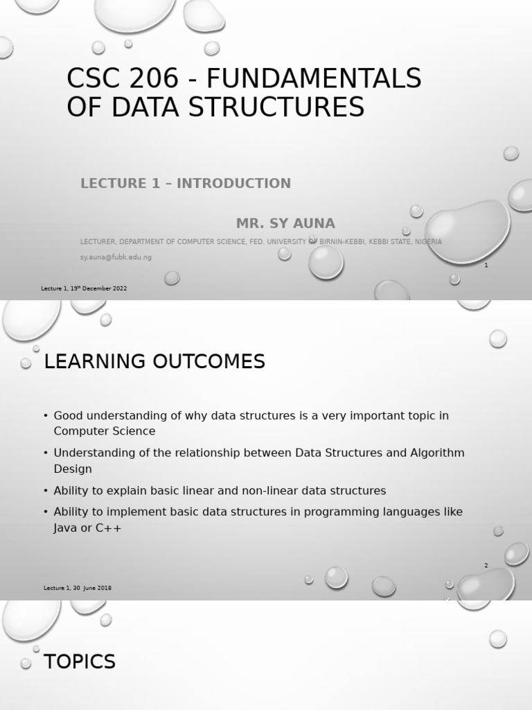 CSC 206 - Lecture 1 30 June 2018(1) | PDF | Data Type | Integer ...