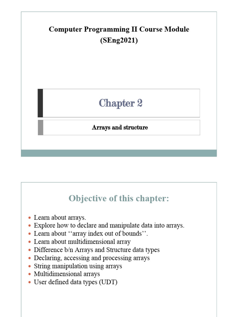 Chapter_02_ Arrays and structure | PDF | Data Type | Computer Programming