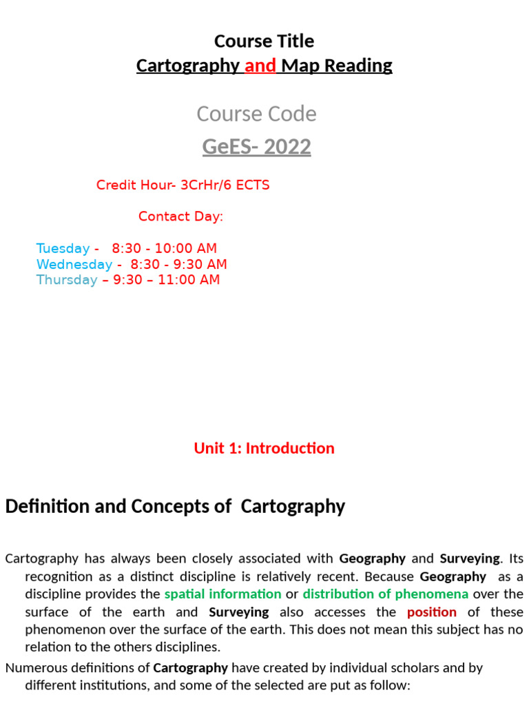 Cartography and Map Reading Course Overview | PDF | Latitude | Sphere