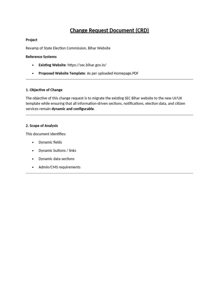 Change Request Document | PDF | Computing | Software
