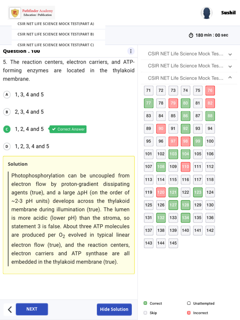 Pathfinder Academy Online Test Series 3 | PDF | Photochemistry | Metabolism