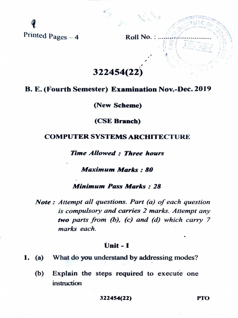 2019-Computer Systems Architecture | PDF