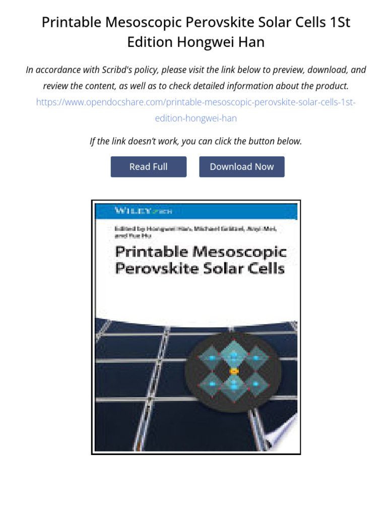 Printable Mesoscopic Perovskite Solar Cells 1st Edition Hongwei Han ...