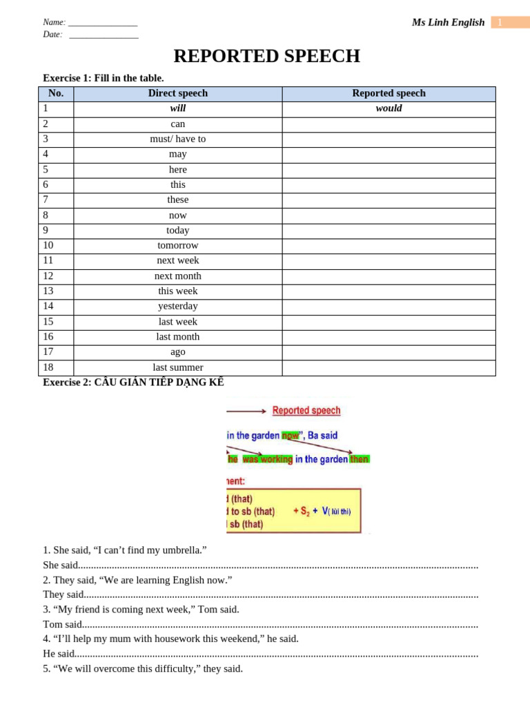 Reported Speech Exercises for English Learners | PDF | Chess | Chess Theory